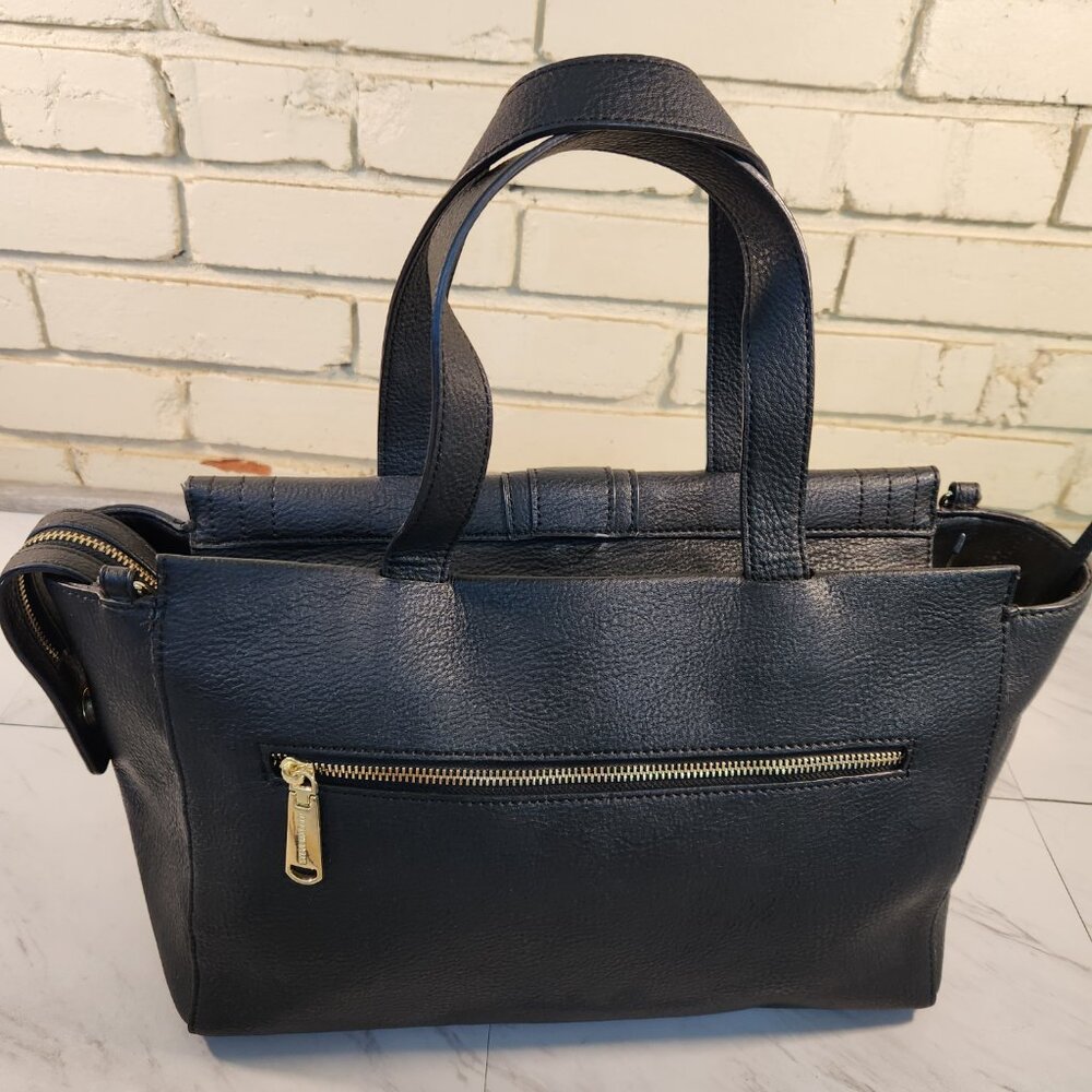 Steve Madden Black Leather Shoulder Bag Handbag Purse Xl - Picture 3 of 15